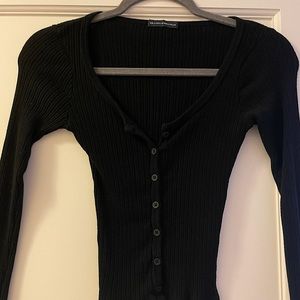 Brandy Melville Black Button-down Long-sleeve Top